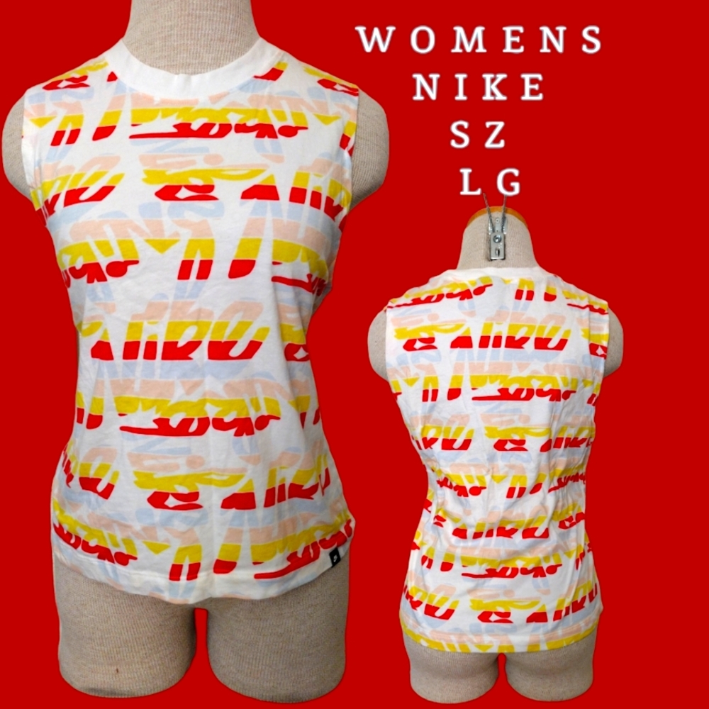 WOMENS NIKE SLEEVLESS COLORFUL GRAFITTI STYLE SHIRT SZ LRG